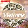 2D Flat 20*20cm1pc Rustic&Delicate Leaves Print Welcome Sign Round Wooden Hanging Art Plaques, Simple Style Door Sign for Spring Home Decor, Quality