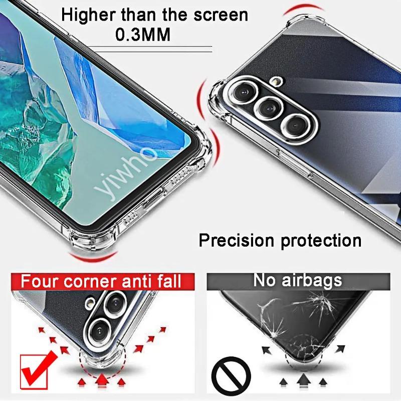 Shockproof Clear TPU Phone Case for Samsung Galaxy M55 5G M15 A55 A35 A25 A15 A05S Ultra-Thin Soft Silicone Airbag Shockproof Back Cover