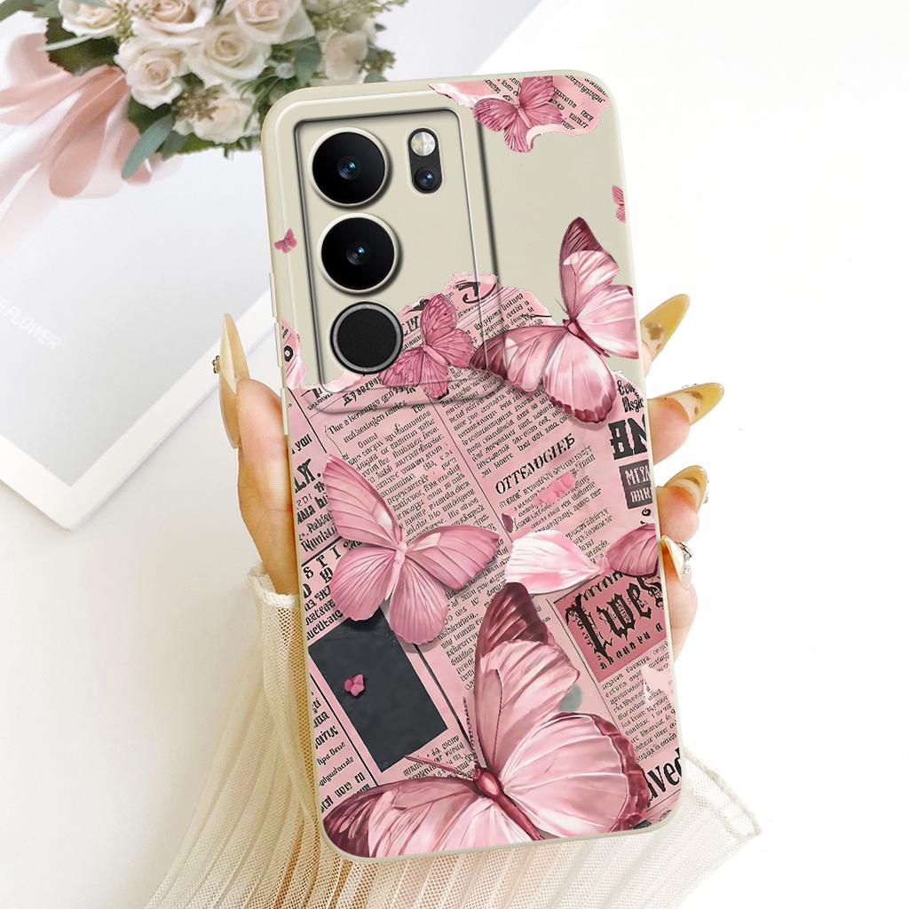 Для Vivo V29 V29Pro Милый Кот Цветок Мультяшный Чехол Для Телефона Для Vivo V 29 V29 Pro V2250 V2251 Ударопрочные Мягкие Силиконовые Чехлы Бамперы
