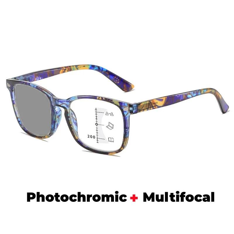 Мужские Женские Модные Фотохромные Мультифокальные Очки для Чтения Модные HD Прогрессивные Мультифокальные Очки от Пресбиопии До +3.5+4.0