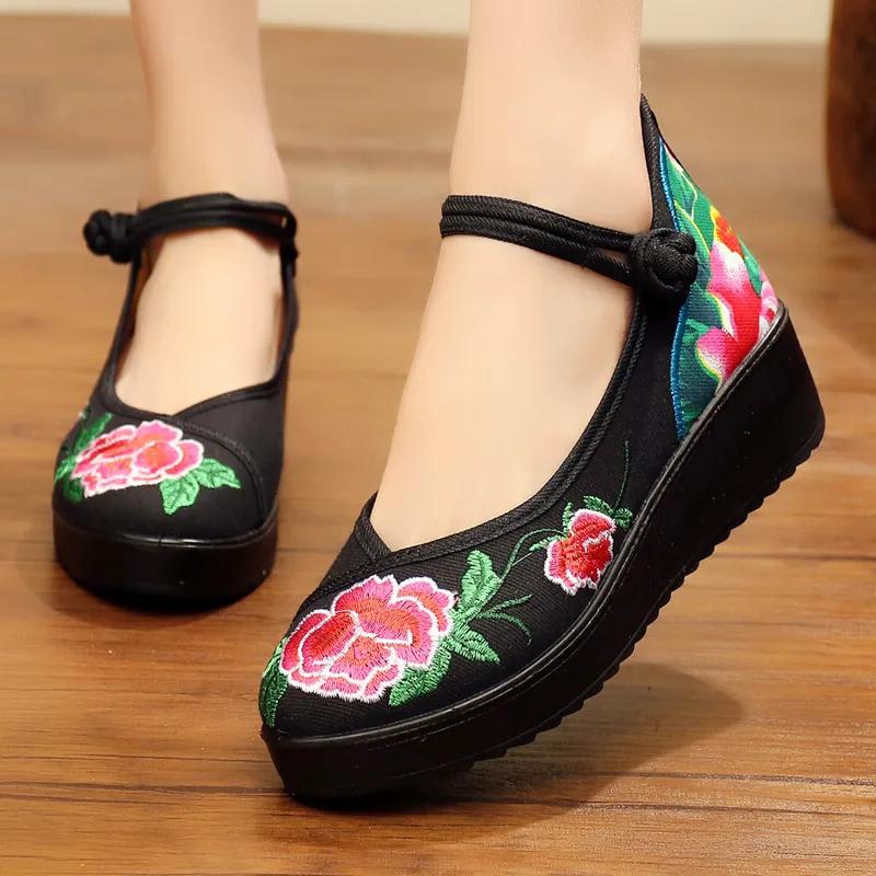 Sapatos femininas женская мода комфорт весна и лето нескользящие вышитые туфли леди ретро красные танцевальные туфли sapatos ba148