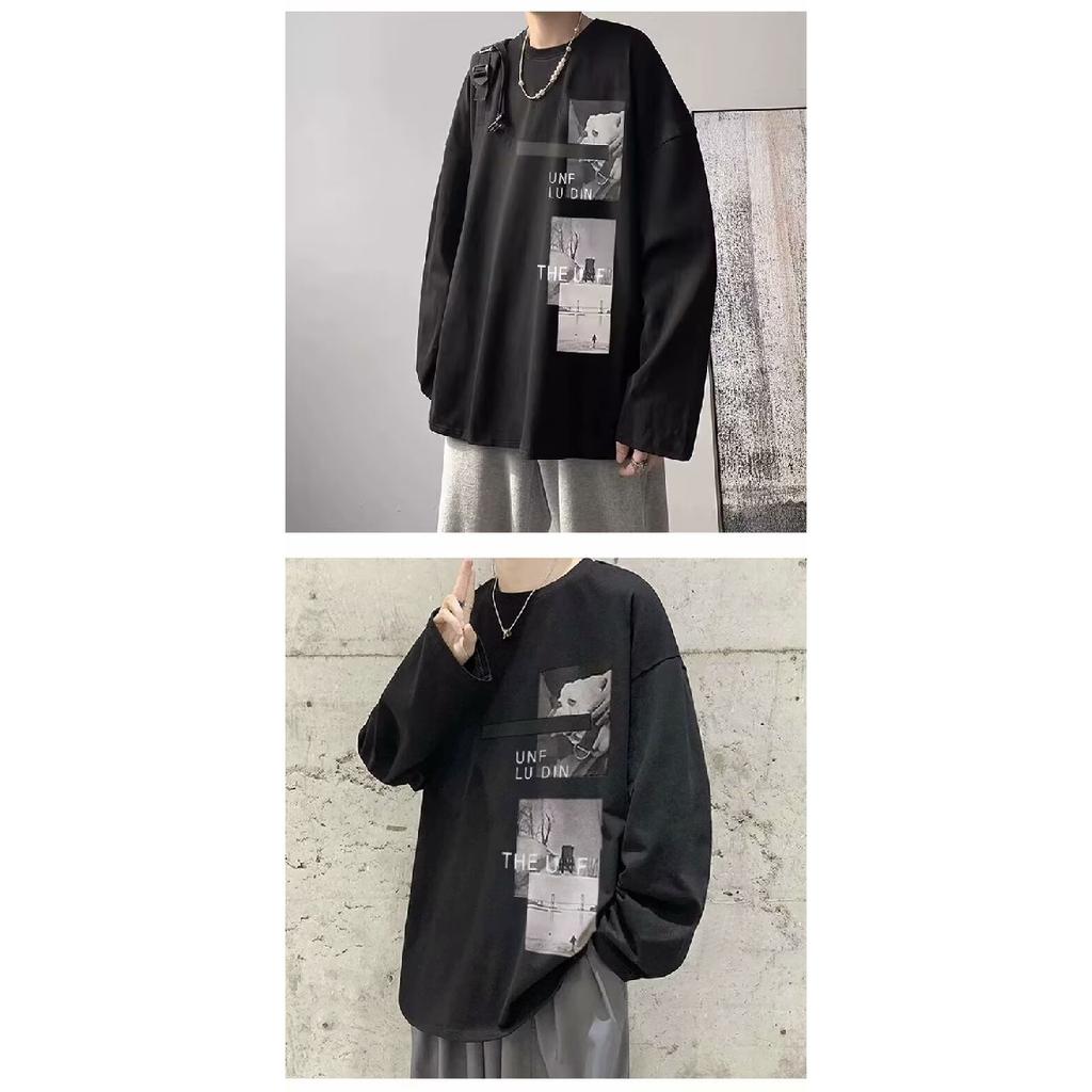 Напечатанный свитер осень-зима для мужчин весна и осень 2024 года, корейский новый свободный топ с круглым вырезом, шикарный стиль Гонконга, модный