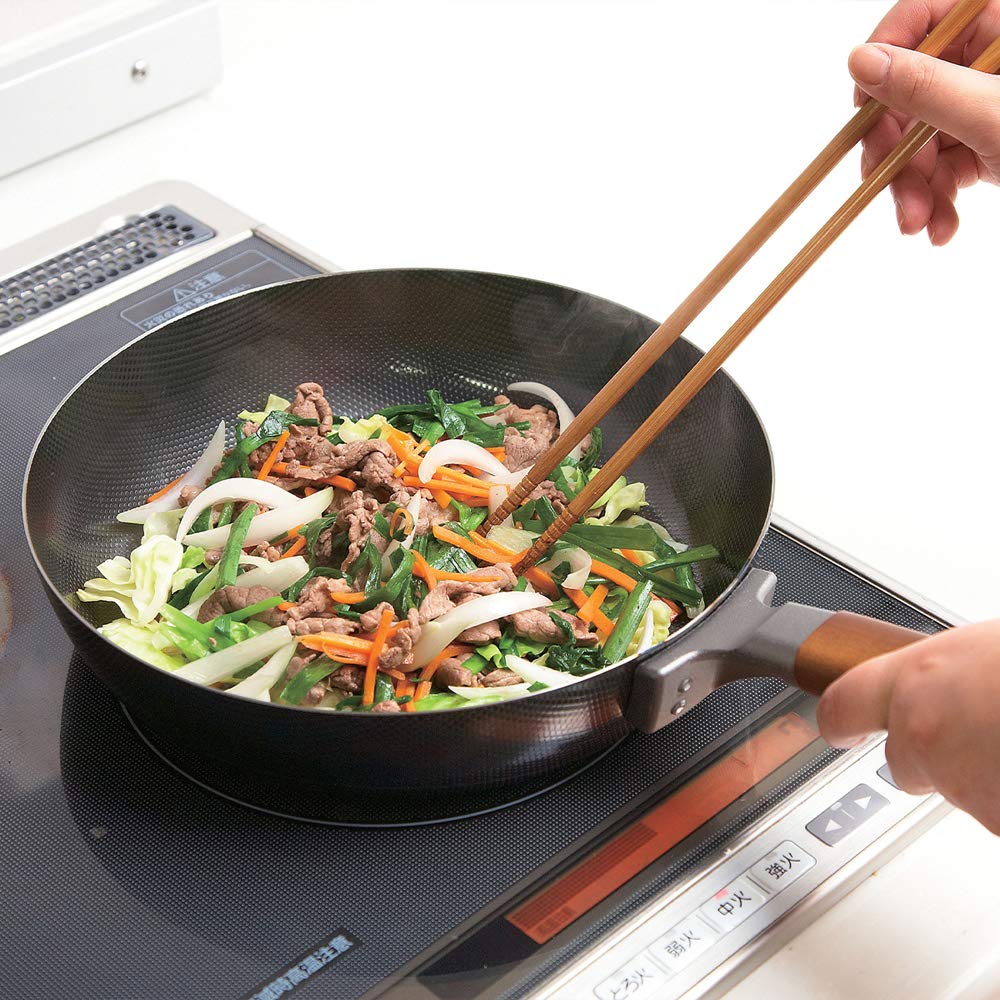 Shimomura Planning Frying Pan 26cm Embossed Iron 22123 Black Double-sided