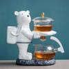 Creative Astronaut Kungfu Tea Set Automatic Glass Teapot Heat-resistant Tea Infuser Glass Tea Maker Pot With Base
