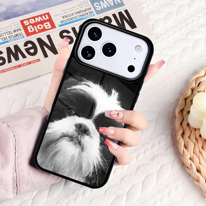 Мультяшный чехол для телефона с собакой Ши-тцу для IPhone 17 16e 15 14 13 12 11 Pro Max Air Mini Мягкий защитный чехол