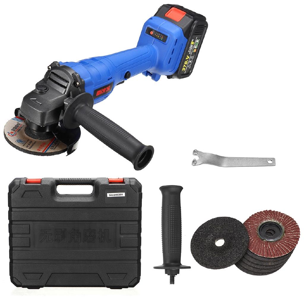 9000RPM Brushless Cordless Electric Angle Grinder Polishing Machine Angle Grinder Cutting Tool Black