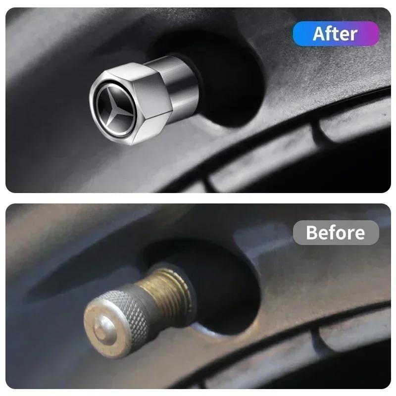 CDR4 4PCS Car Badge Wheel Tires Valve Caps Metal Tyre Dust Covers For Mercedes Benz Amg W204 W213 W205 W211 W212 W176 W205 W203