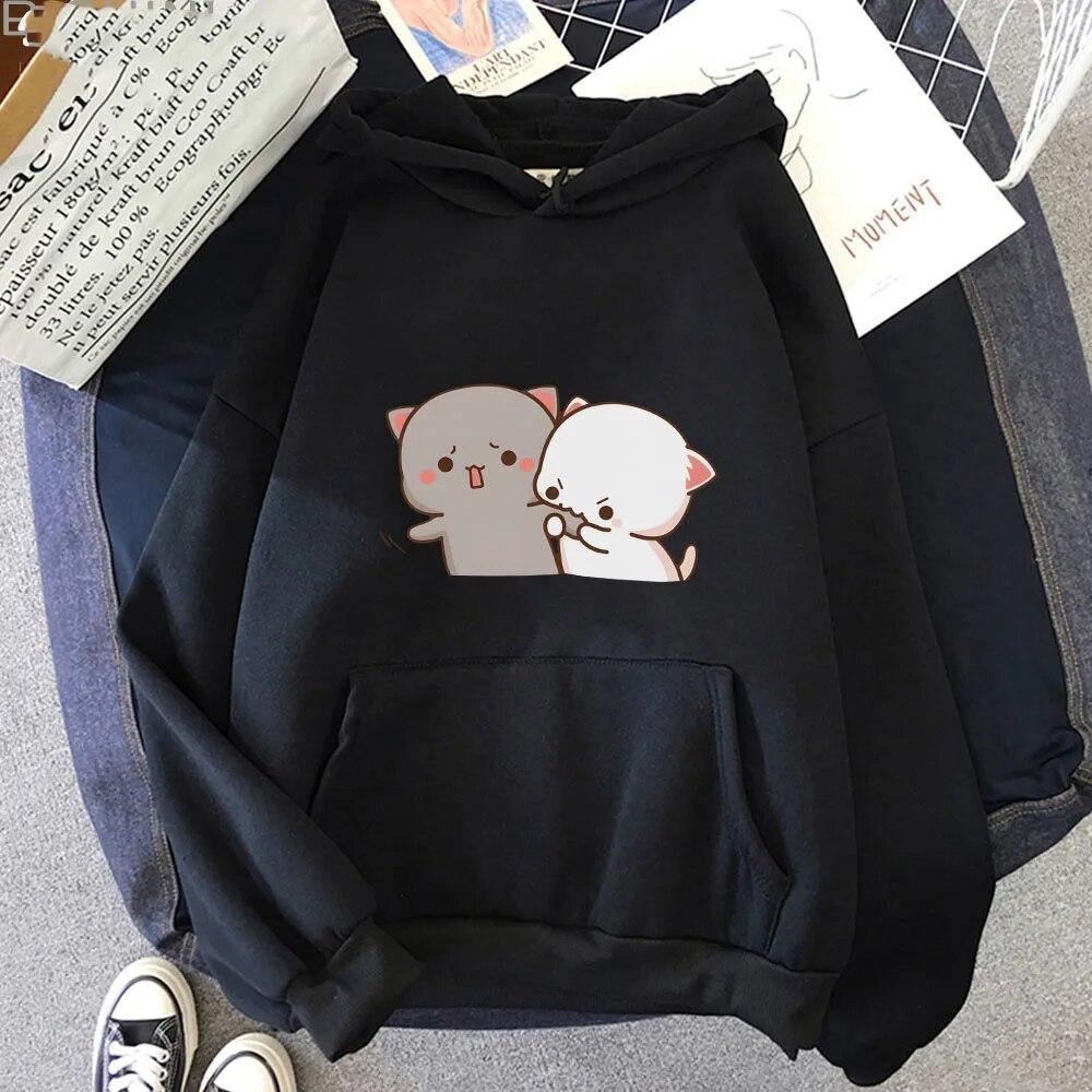 Peach And Goma Cartoon Print Men/Women Cotton Hoodie Casual Oversized Pullover Popular Sweatshirt Fashion Trend Unisex Clothing