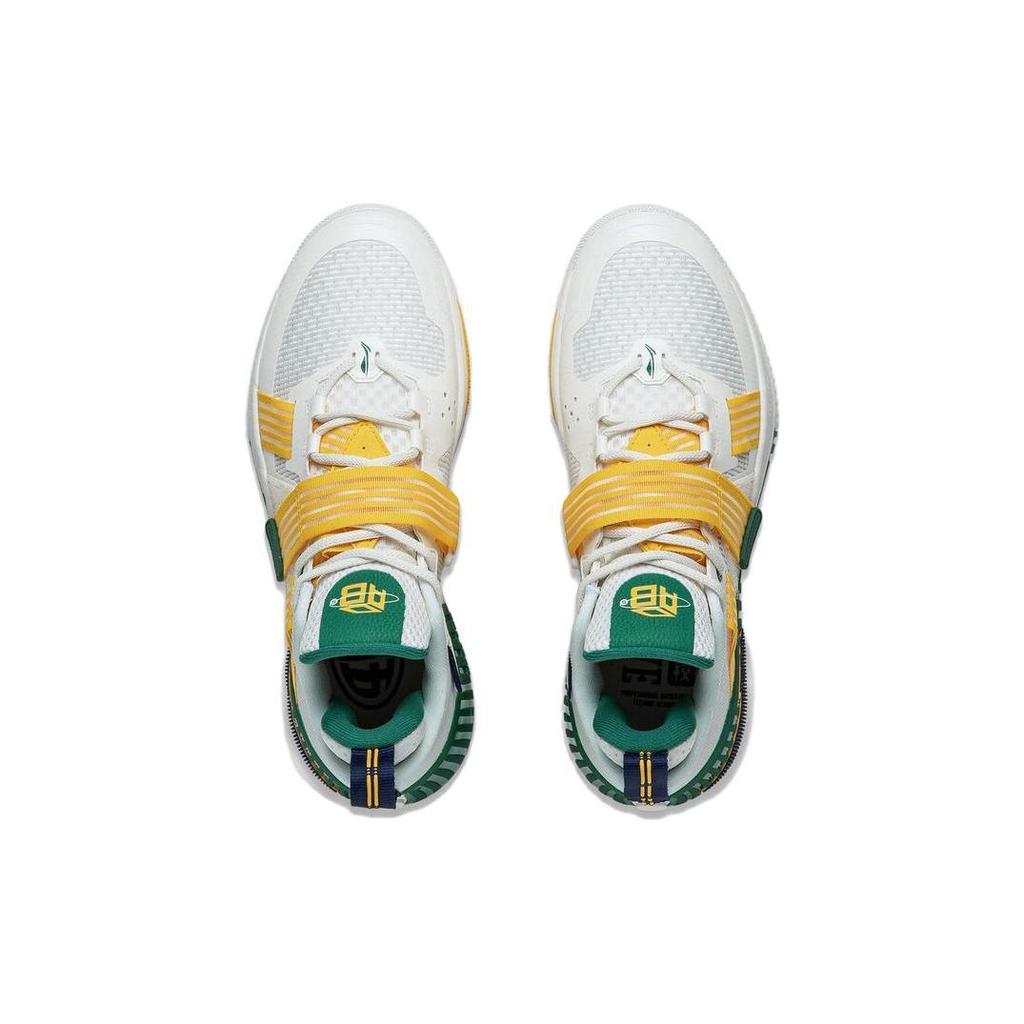 Li Ning Fury Удобная амортизация Нескользящие Низкие Баскетбольные кроссовки Мужские Белый Желтый ABFT019-4