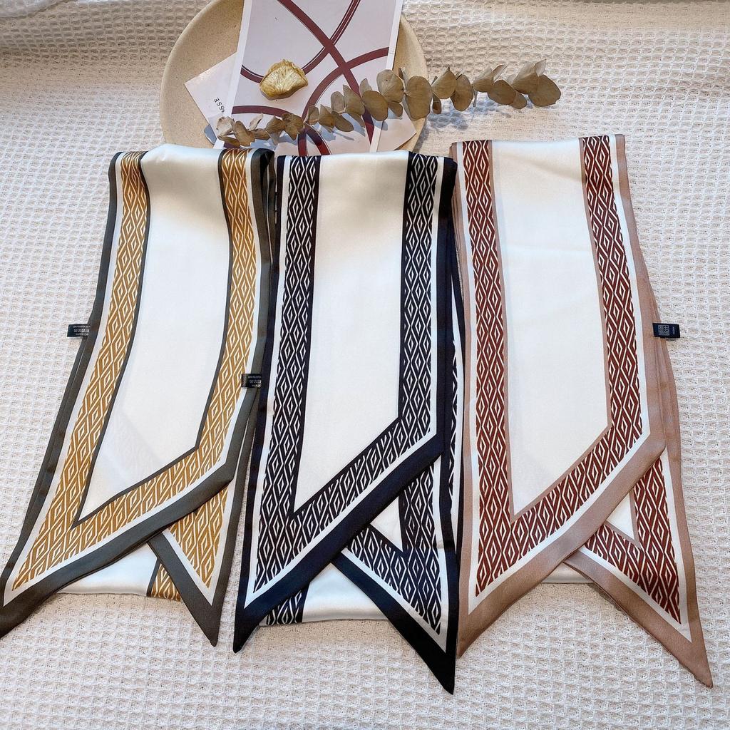 Весенне-летний атласный длинный шарф для женщин, солнцезащитная шаль, модный атласный длинный шарф для красоты, универсальный дорожный шарф