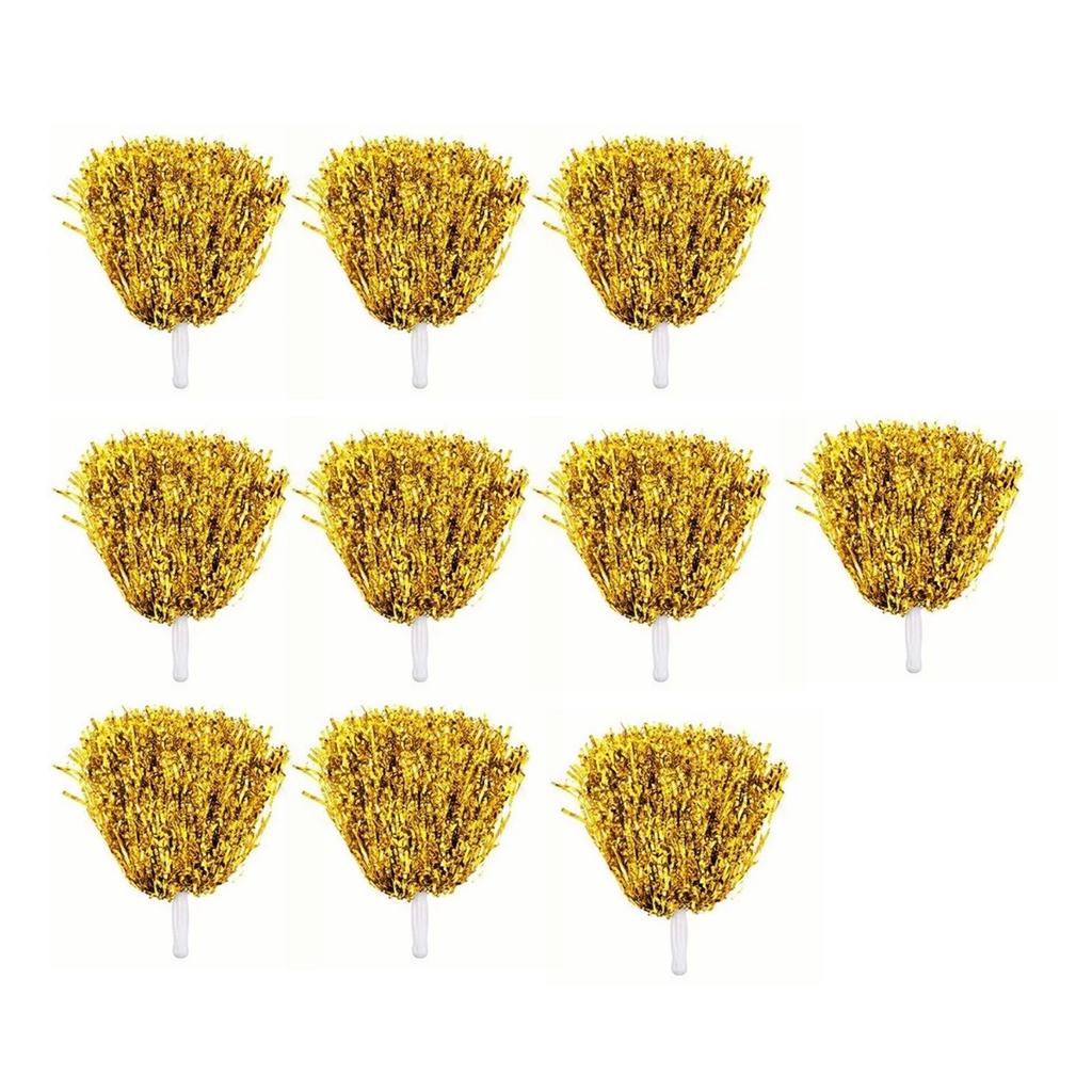 10 шт. помпонов для чирлидинга с прямой ручкой, многоразовые, пластиковые помпоны с эффектом вспышки