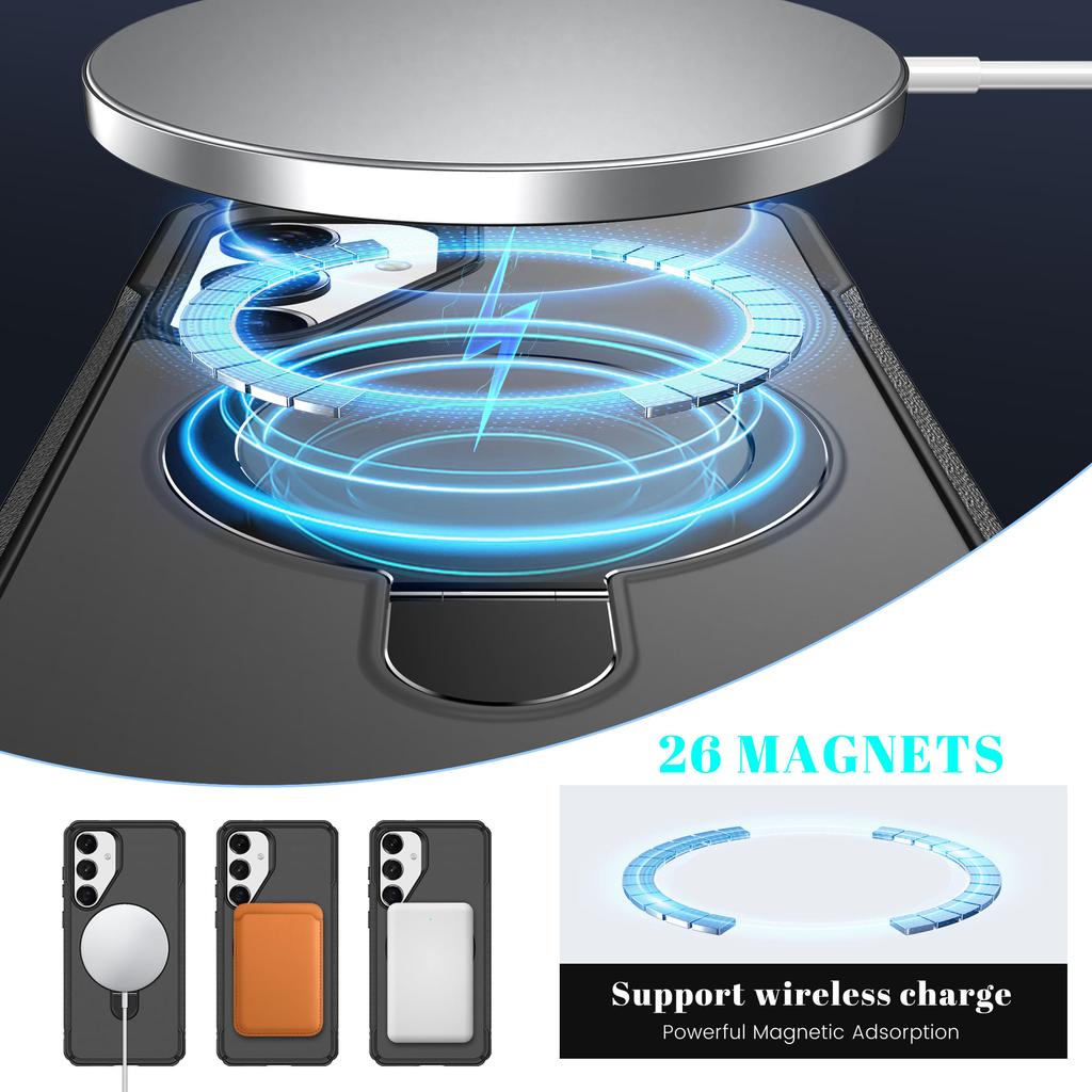 For Samsung Galaxy S25+/S24+ Case with Magnetic Kickstand TPU + PC Anti Drop Phone Cover