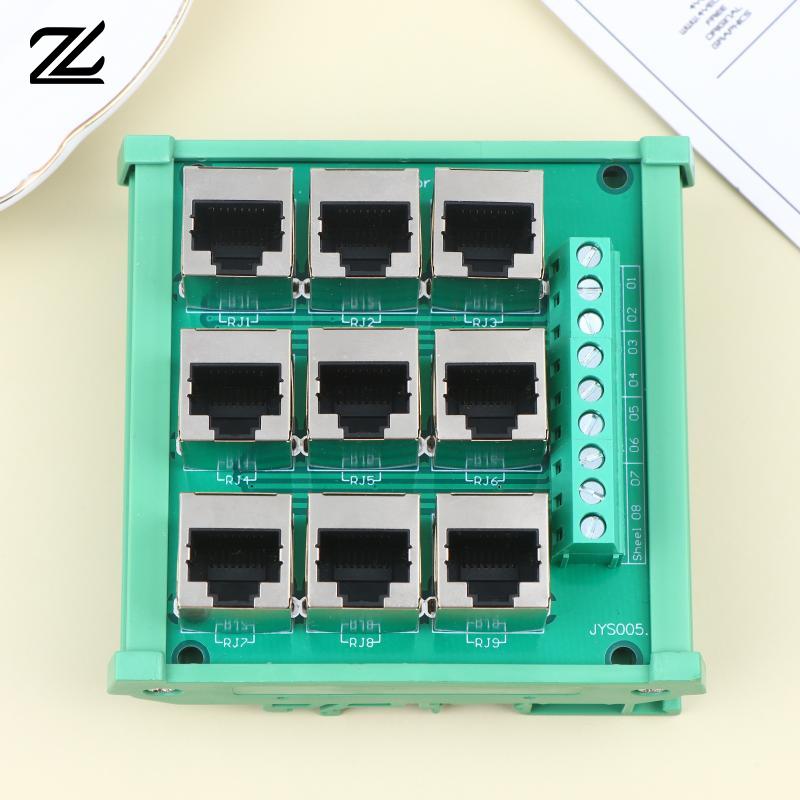 Для клеммного блока-адаптера с разъемом RJ45 8p8c Ethernet и 9 винтовыми клеммами, с конструкцией для монтажа на DIN-рейку, для сетевых подключений