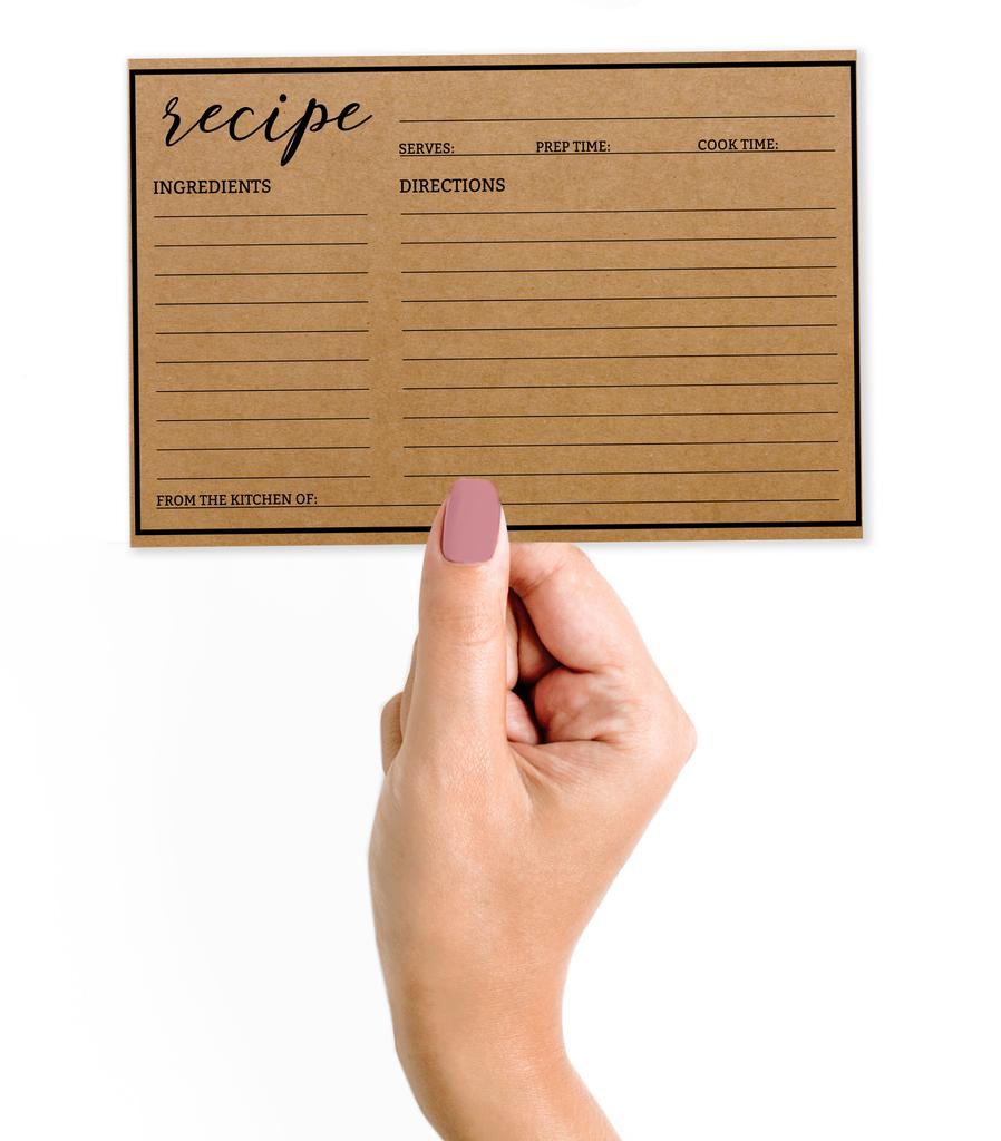 Inkdotpot Карточка с рецептом 6x4 дюйма, односторонние карточки с рецептами, классические карточки с рецептами из крафт-бумаги, для свадьбы, девичника, детского праздника — упаковка