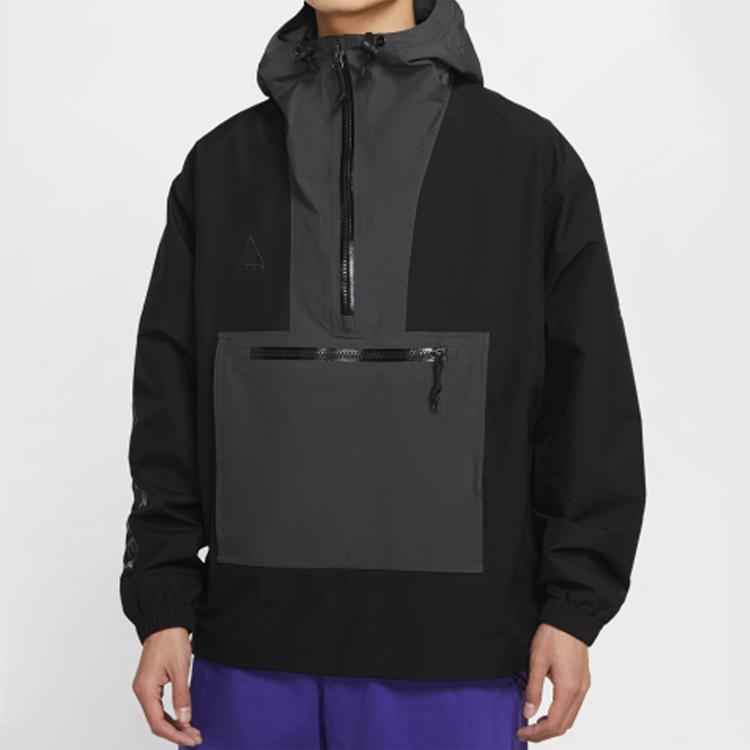 Nike Куртка мужская ACG Gore-Tex Paclite Half-Zip с капюшоном и длинными рукавами, черная CK7235-010