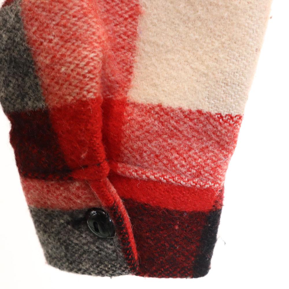 sportland 50s 60s vintage Gingham Check Pattern Zip jacket Reddish Men's Used