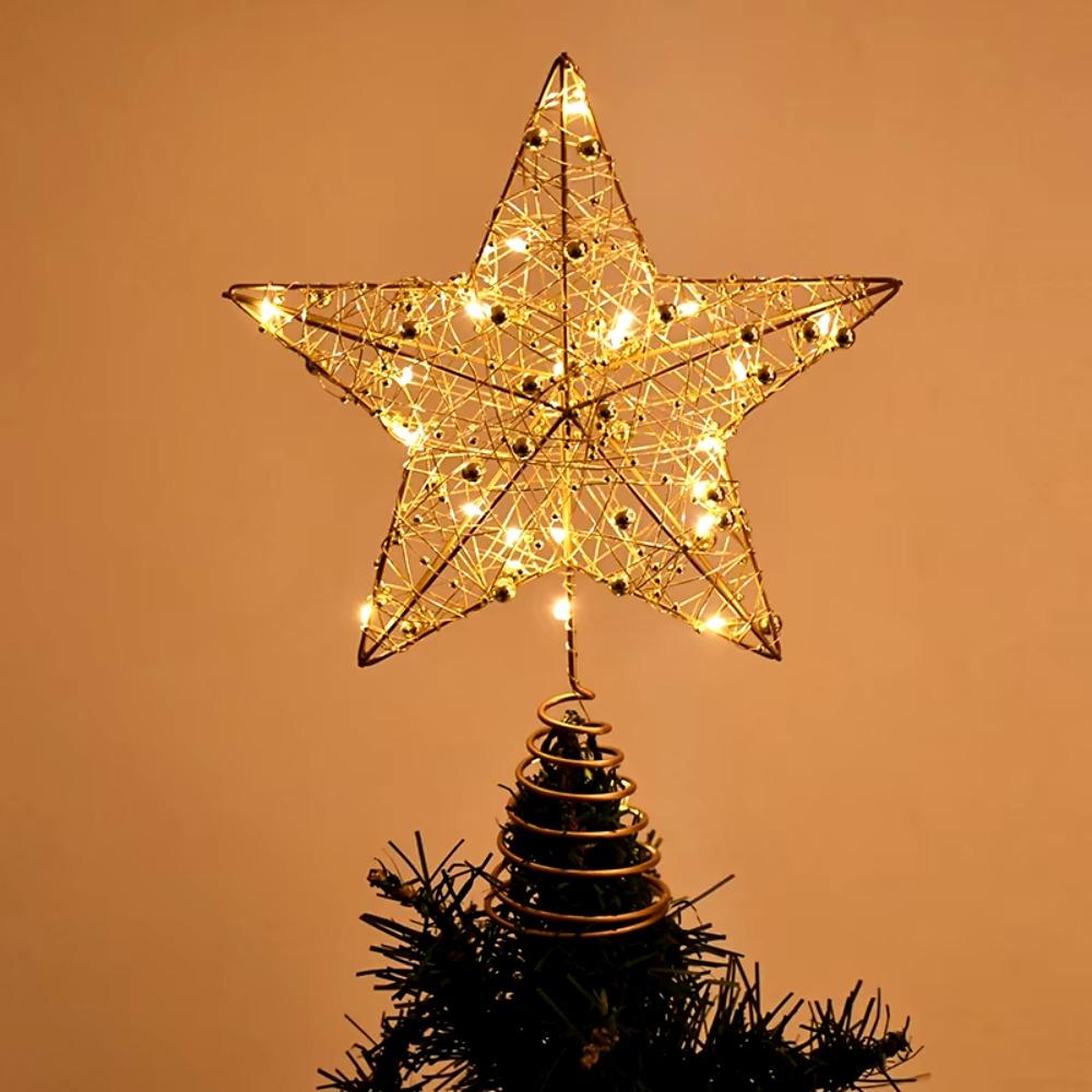 Luminous Christmas Tree Topper Decoration Glitter Xmas Tree Ornaments Navidad