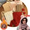 Winter Hat Scarf Combo for Women Thick Knit Beanie with Pom Pom Ear Flaps One Piece Wool Bonnet Extreme Cold Weather Set