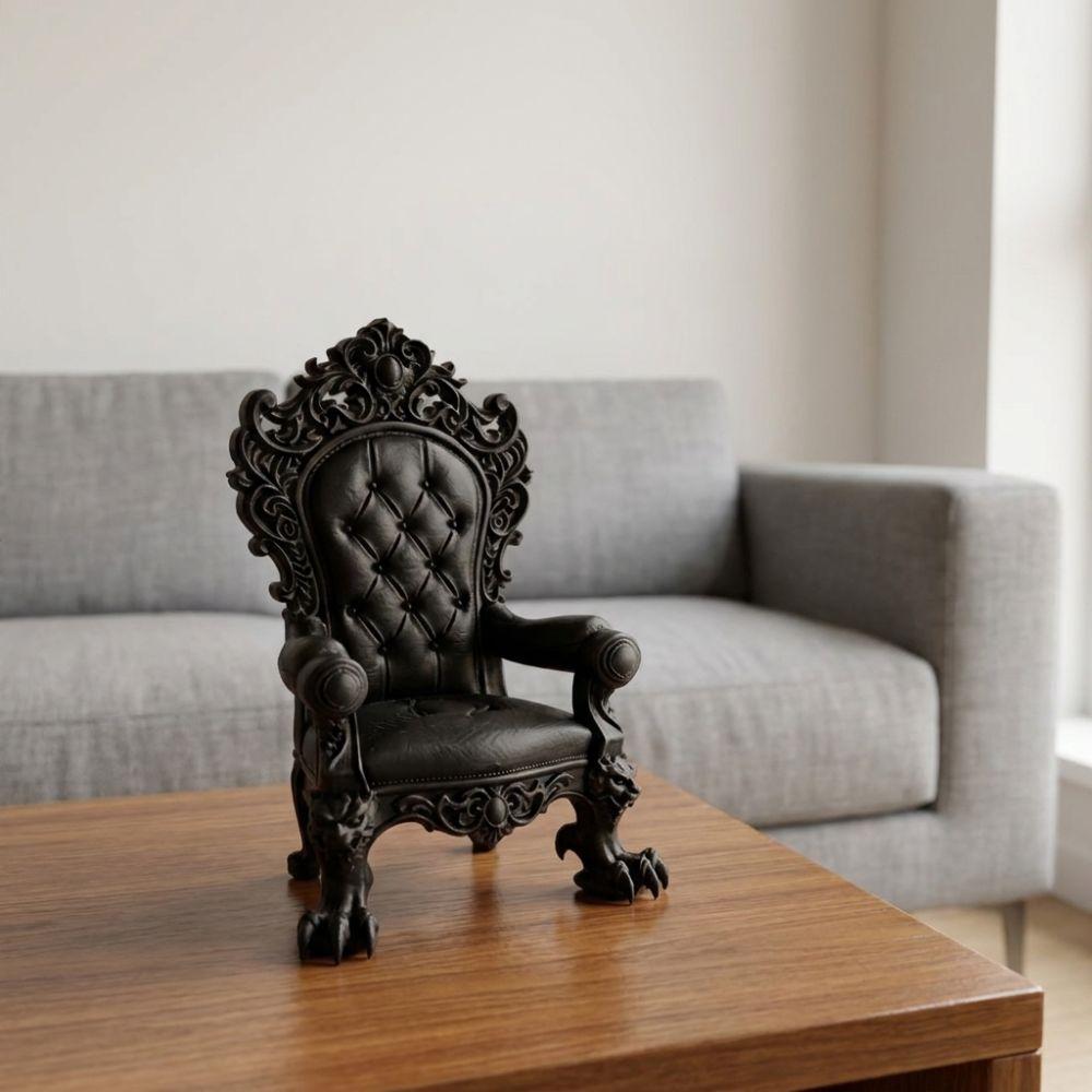 Vintage Mini Gothic Throne Display Chair 3D Printed Dollhouse Seat Furniture Atmosphere Ornament