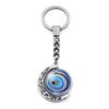 Blue Turkish Evil Eye Double-Sided Moon Keychain Charm