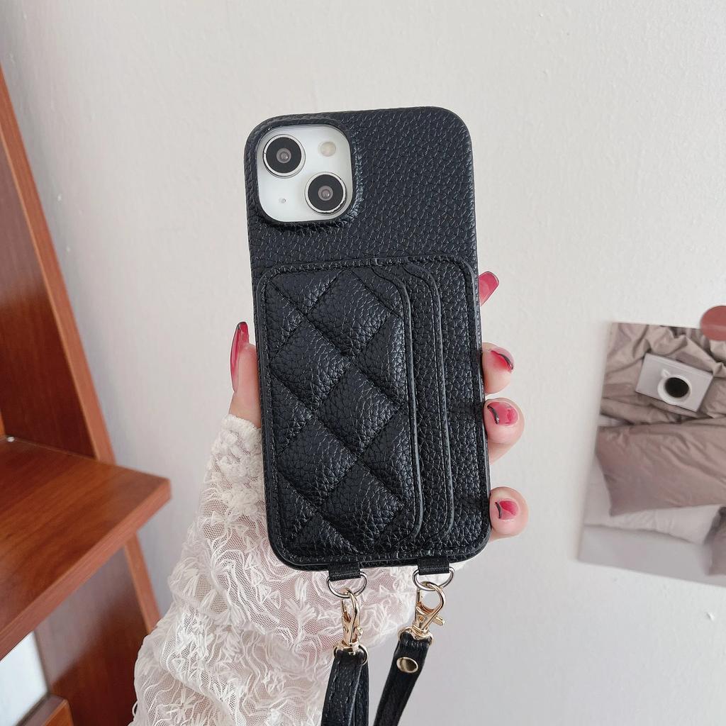 Crossbody Lanyard Luxury Card Slot Holder Phone Case for IPhone 15 14 Plus 13 12 11 Pro Max Wallet Strap Cord Bag Leather Cover