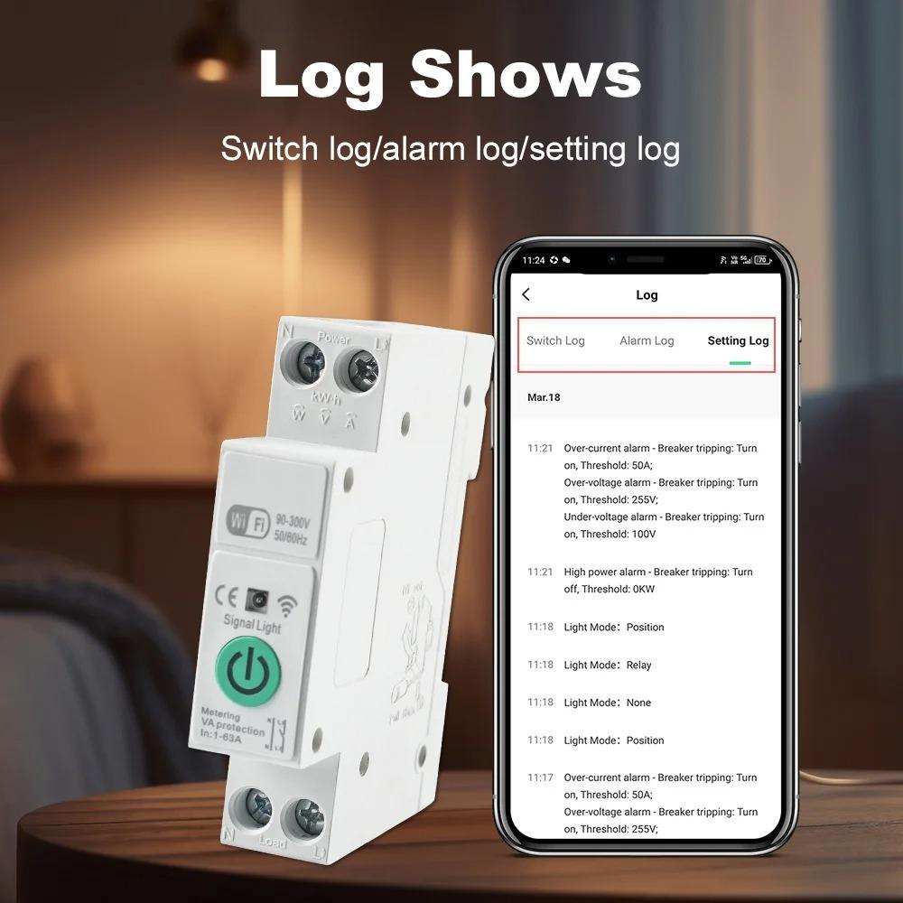 Electricity Statistics Tuya WiFi Smart Circuit Breaker Din Rail Switch  Smart Home