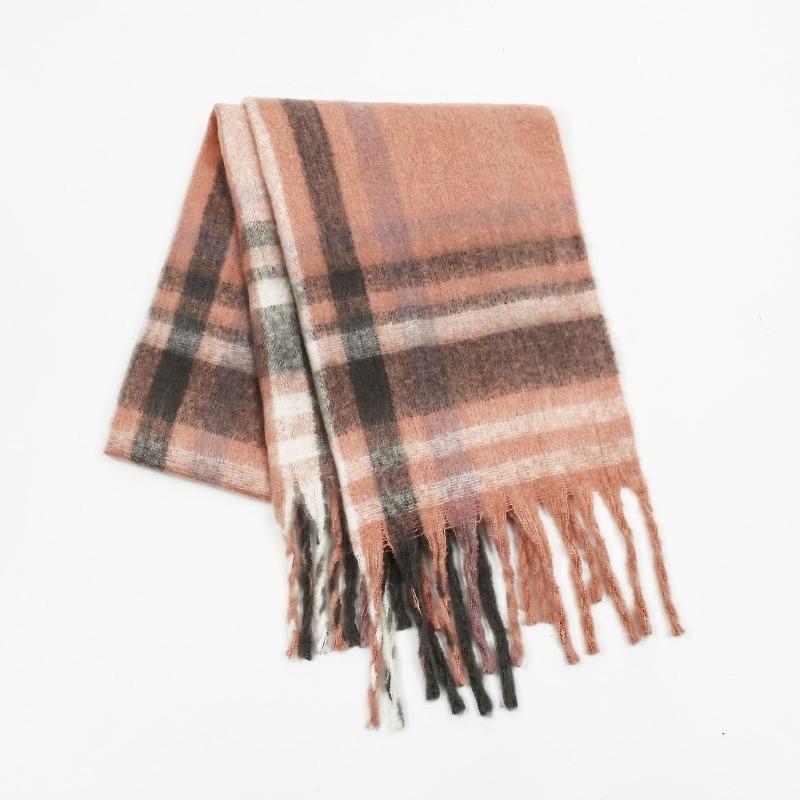 New Mohair Plaid Scarf Women's Autumn and Winter Thickened Warm Student Versatile Fringed Scarf Tide