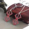 Women Anime Simple Sword Red Cosplay Charm Shape Pendant Keychain Necklace Gift