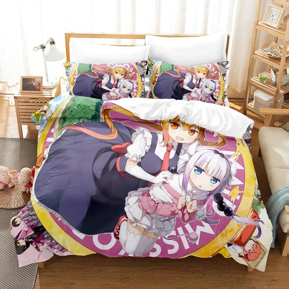 Anime The maid dragon of Kobayashi-san Bedding Set Boys Girls Twin Queen Size Duvet Cover Pillowcase Bed Kids Adult Home Textile