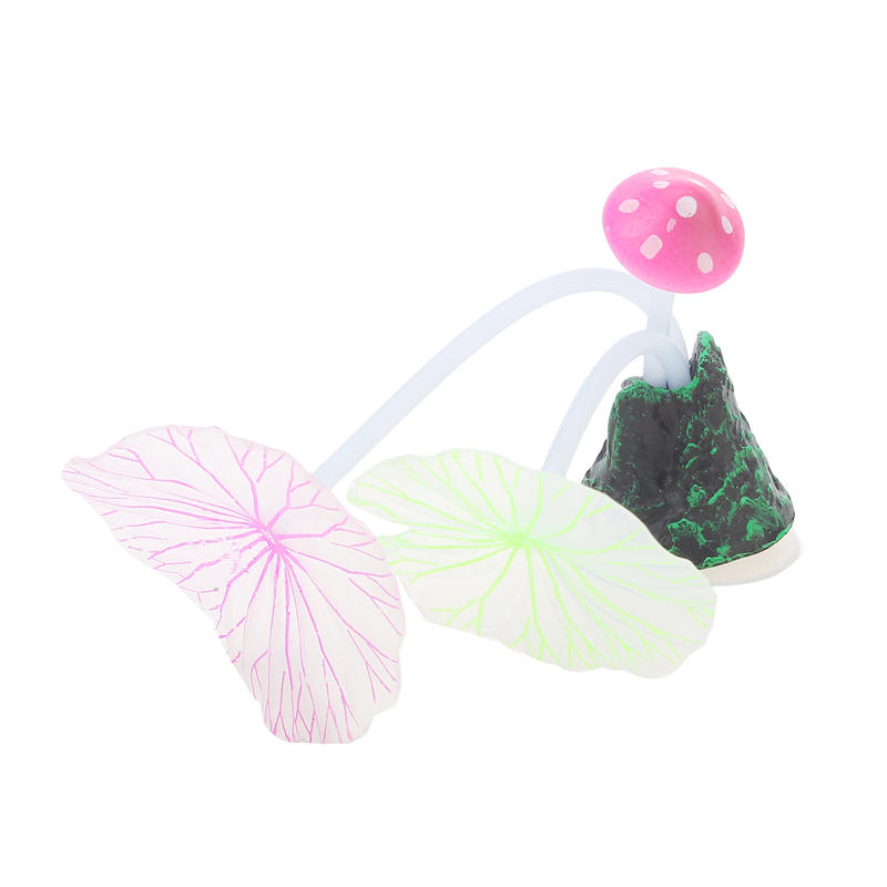 Искусственный коралловый риф, аквариумные камни, блестящие светящиеся грибы, листья лотоса, украшения аквариума