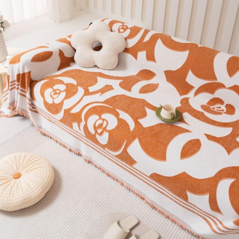 Modern Throw Camping Picnic Blanket MAT Camellia Sofa Cover Mat Throw Blanket Living Room Three Seats Sofa Position