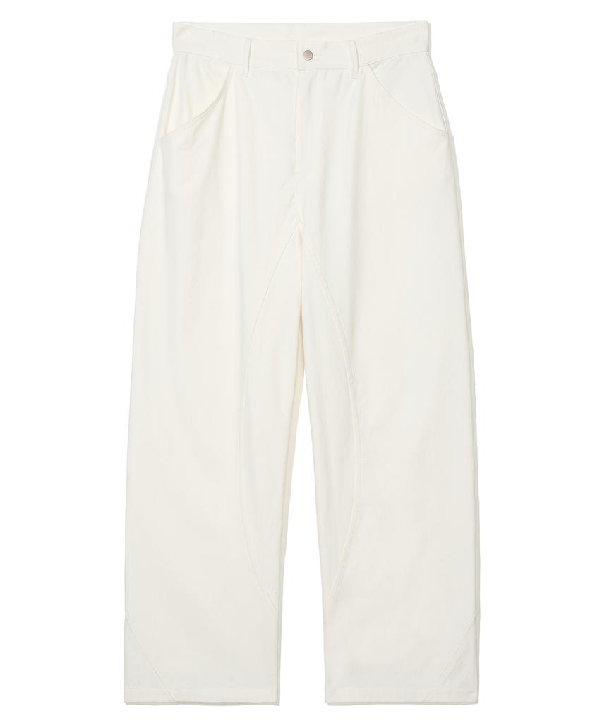 PARTIMENTO Curved Cut Wide Chino Pants Bone White