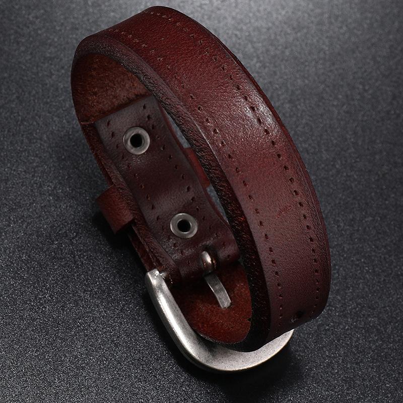 Винтажный браслет из искусственной кожи для мужчин с пряжкой из коровьей кожи