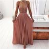Bohemian Red V-Neck Backless Chiffon Holiday Dress