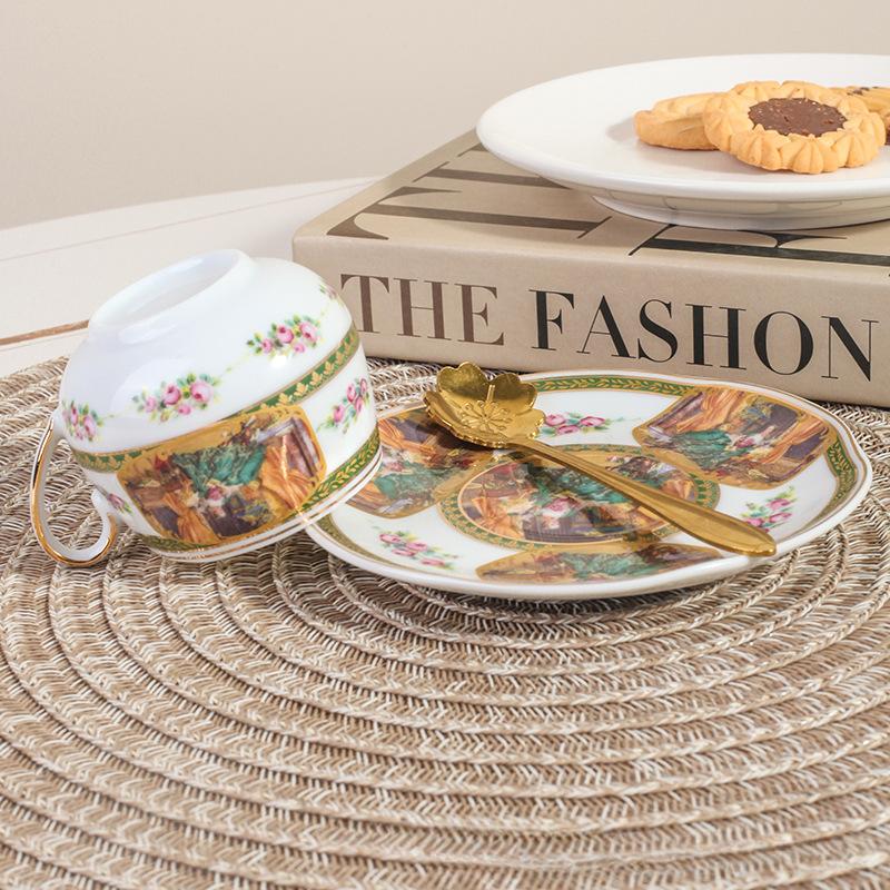 Керамическая домашняя костяная фарфоровая чашка для кофе и тарелка, устойчивая к высоким температурам