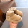 Children's Shoes Plus Velvet Snow Boots Solid Color Winter Boys Cotton Shoes Girls Toddler Shoes Short Leather Boots