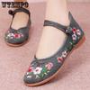 Summer Old Beijing Embroidered Shoes Flat Soft Bottom Ethnic Style Women's Single Shoes Flat Bottom Comfortable Embroidered Cloth Shoes Mom Shoes