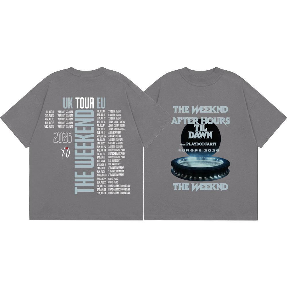 The Weeknd After Hours Til Dawn Tour 2026 Merch T Shirt Fashion Hip Hop Short Sleeve Clothes Men Women Casual Cotton Y2k T-shirt