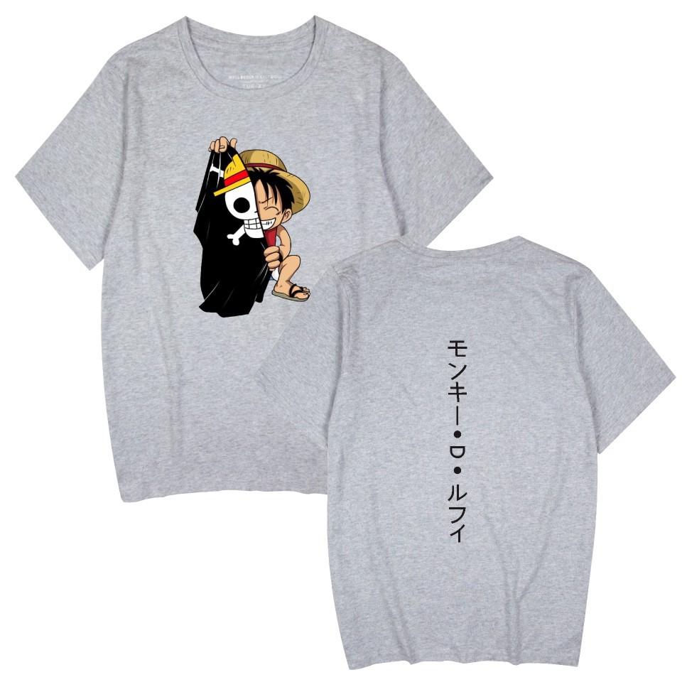 Футболки ONE PIECE С круглым вырезом С коротким рукавом Смешная одежда ONE PIECE Мультяшный принт Унисекс Футболка