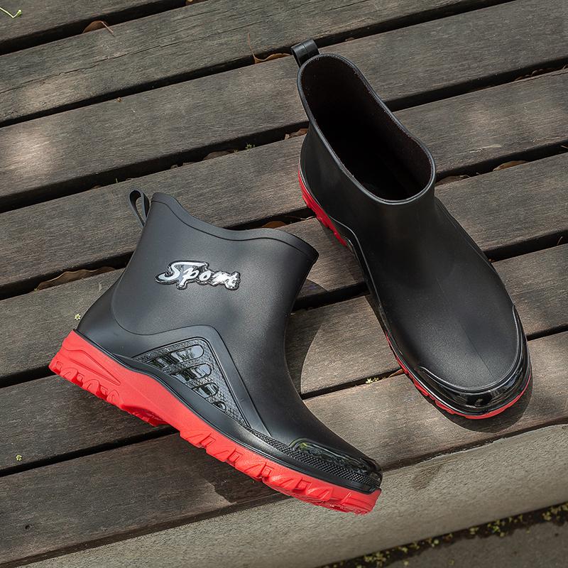 Зимняя распродажа 2023 г.: Мужские непромокаемые резиновые дождевые ботинки с коротким голенищем - Модная плоская модель на все сезоны
