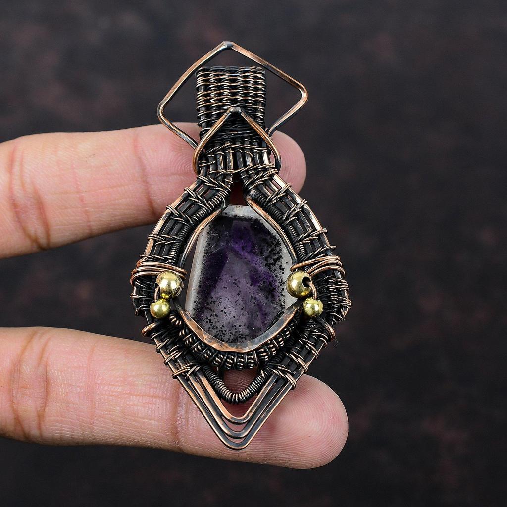 Super 23 Amethyst Pendant Copper Wire Wrapped Pendant Gemstone Pendant Wire Wrap Jewelry Gift For Him Handmade Decent Pendant Copper Jewelry