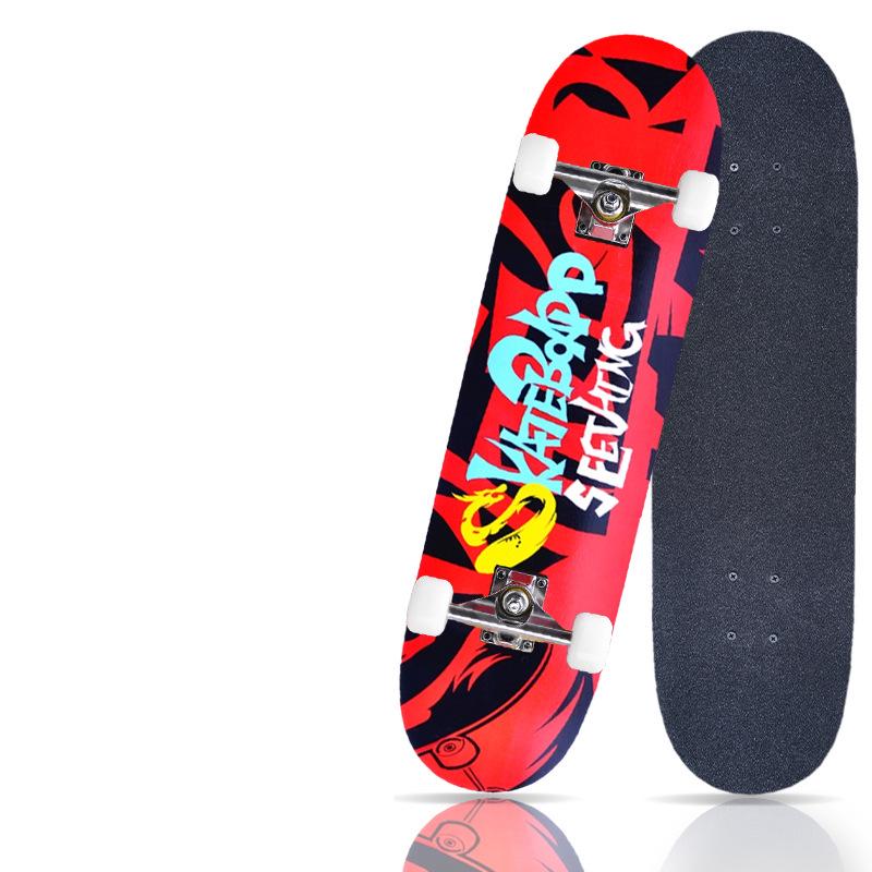 Pro Skateboard: Beginner-Ready Maple Longboard with Double Kick Deck for Adults & Kids