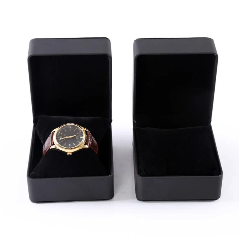 Black Frosted Leather Watch Case High-end Flip Jewelry Storage Box Men Wrist Watch Organizer Display Bracelet Packaging Box Bag