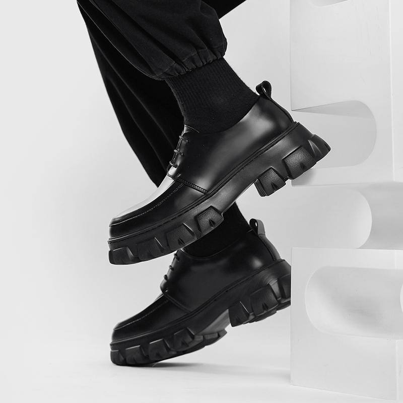 Casual Thick Soled Men's Shoes Fashionable Street Style Outdoor Leisure Trend Party Classic Black Daily Youth Adult Shoes