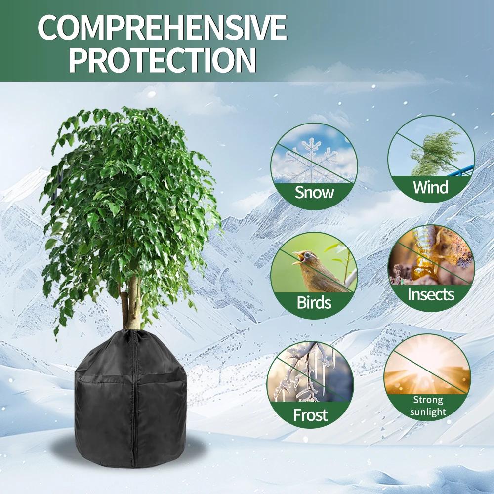 Reusable Plant Frost Cover Winter Protection Bag with Drawstring for Trees Shrubs Palms Cold Resistant Bug Proof Garden Blanket