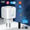 Tuya WiFi Zigbee Умная розетка с мониторингом энергопотребления EU 16A/20A с удаленным таймером для кухни, бытовой техники. Работает с Alexa Google