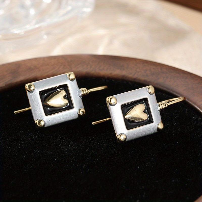 Новые винтажные квадратные серьги-подвески в форме сердца с ручной резьбой для женщин Изысканные аксессуары для ювелирных изделий для свиданий и банкетов Ручная работа