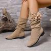 Fashion Ladies Shoes 2025 Fashion Slip-on Women's Boots New Butterfly-knot Modern Boots Women Winter Plus Size Mid-Calf Boots Zapatos