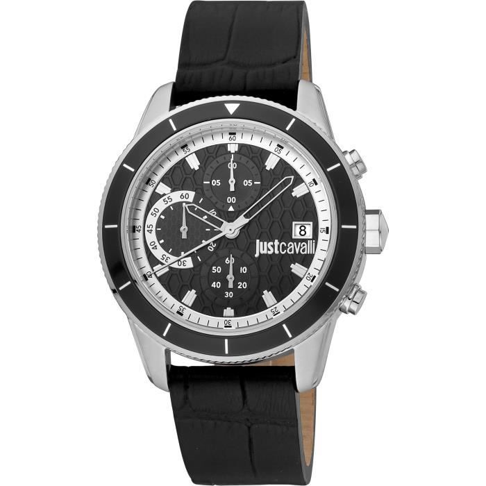 Часы - JUST CAVALLI - JC1G215L0015 - Кварцевые - Нержавеющая сталь - Черная кожа