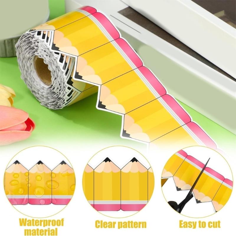 Бордюр для доски объявлений 59 футов с рисунком карандашей, настенная наклейка-бордюр для классных комнат, досок, декорирование доски